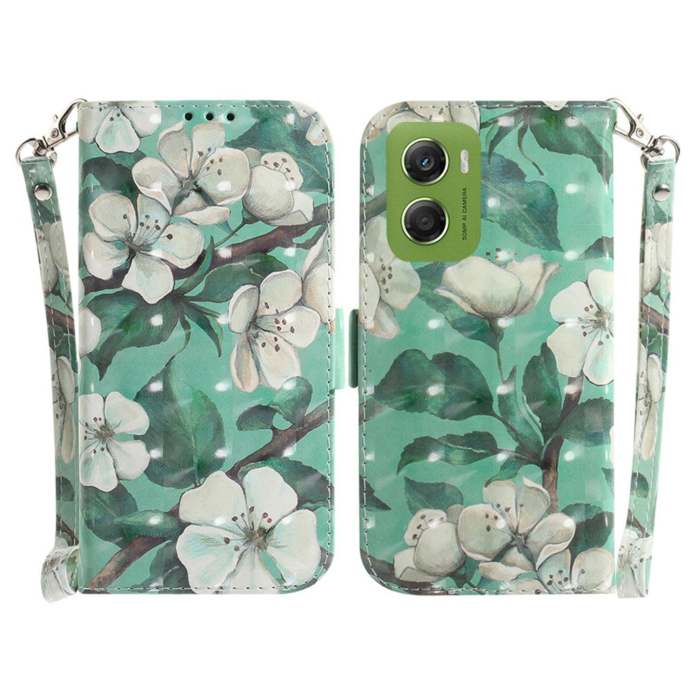 For Motorola Moto G06 4G Case Pattern Printing Leather Wallet Phone Cover with Wrist Strap
