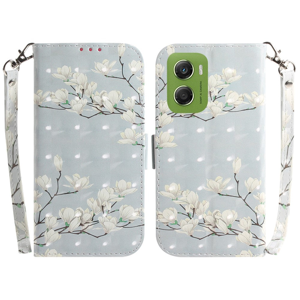 For Motorola Moto G06 4G Case Pattern Printing Leather Wallet Phone Cover with Wrist Strap