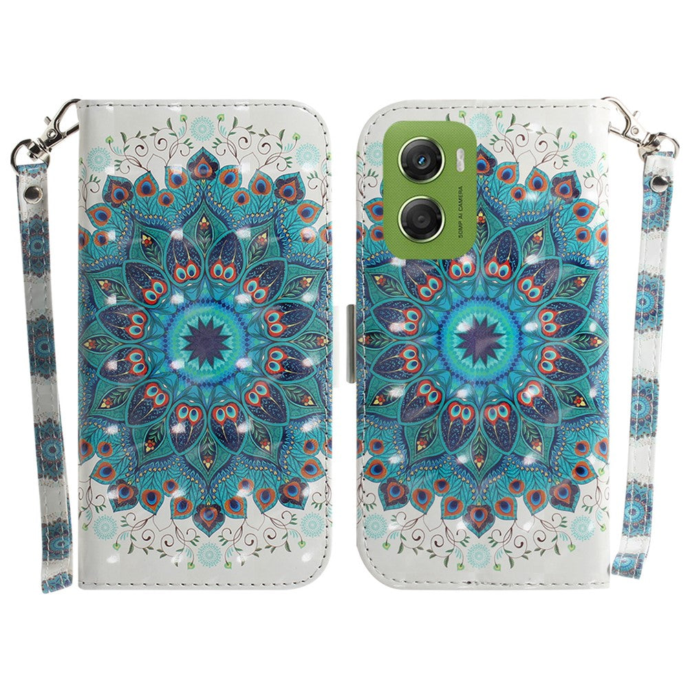 For Motorola Moto G06 4G Case Pattern Printing Leather Wallet Phone Cover with Wrist Strap