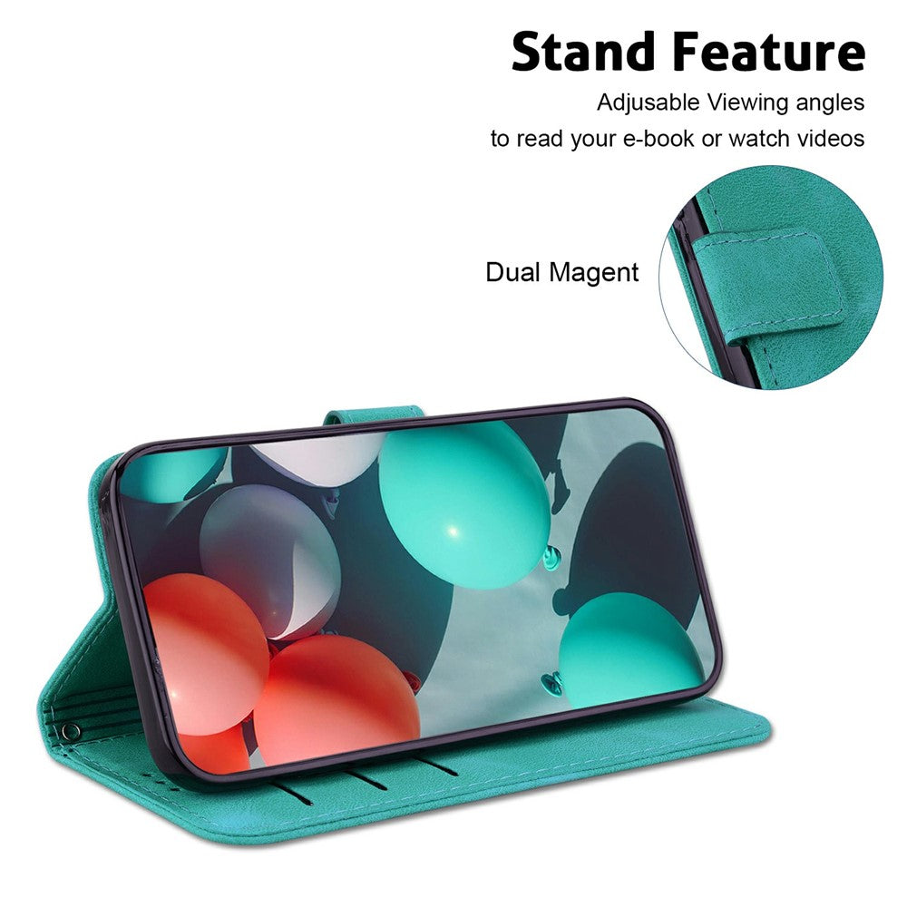 For Motorola Moto G06 4G Stand Case 7-Shaped Pattern Imprint Leather Phone Cover with Strap