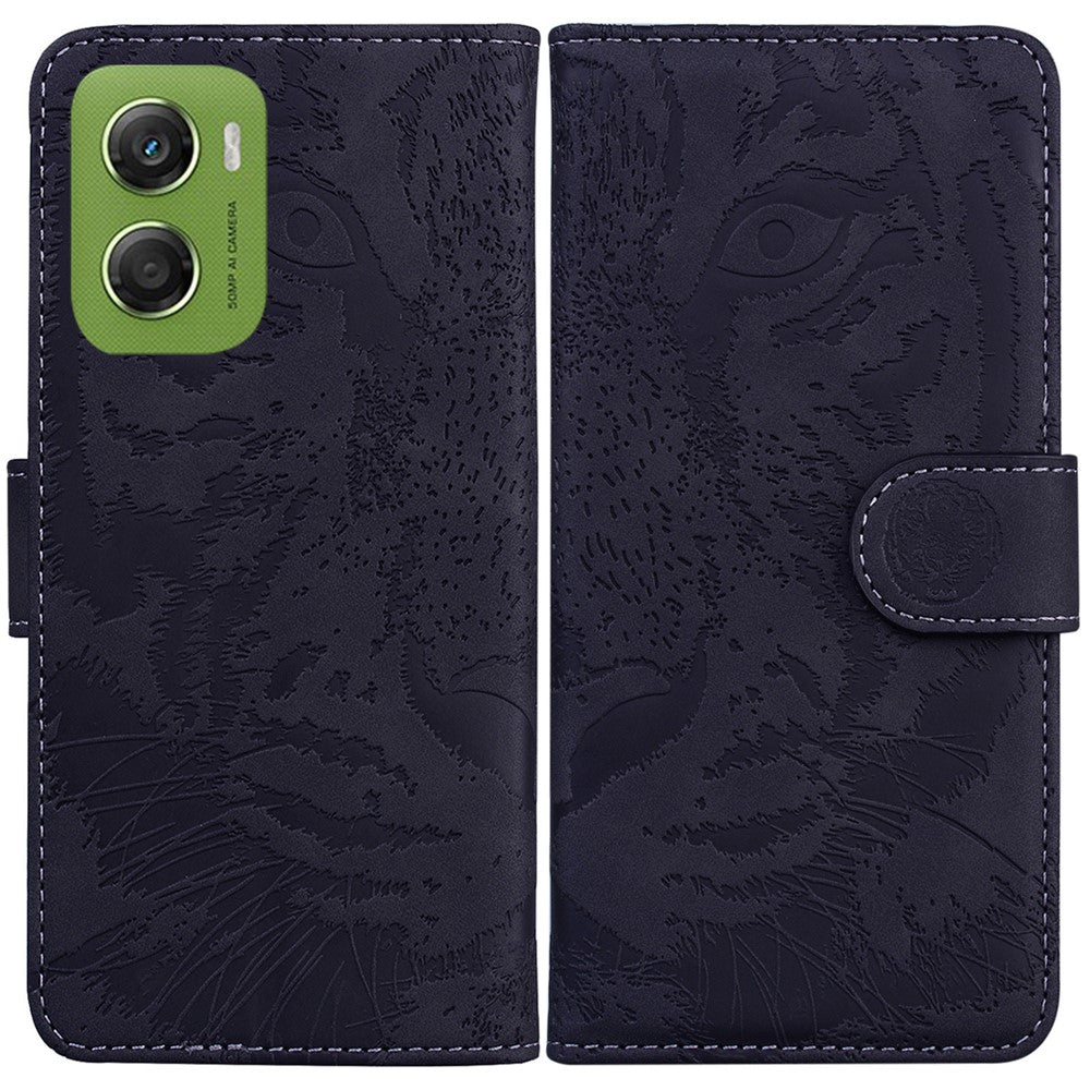 Étui portefeuille en cuir à motif tigre pour Motorola Moto G06 4G 