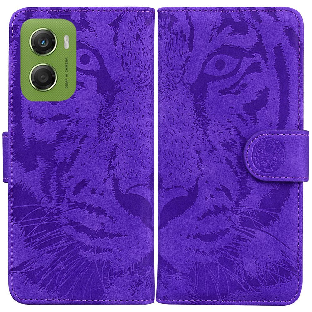 For Motorola Moto G06 4G Case Tiger Imprint Leather Wallet Phone Cover