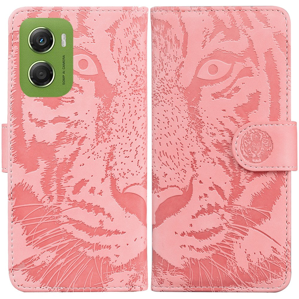 For Motorola Moto G06 4G Case Tiger Imprint Leather Wallet Phone Cover