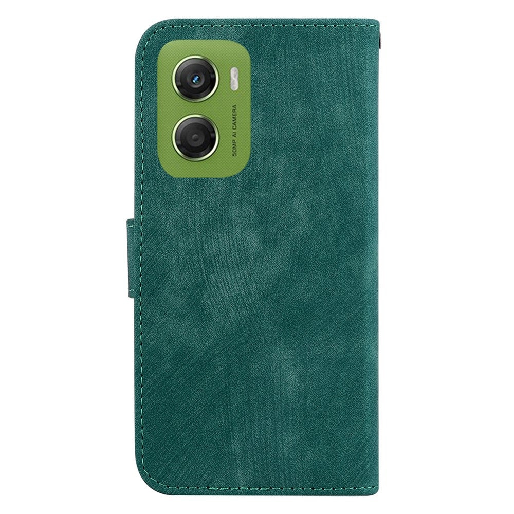 For Motorola Moto G06 4G Wallet Case Tiger Imprint Leather Shockproof Phone Cover with Wrist Strap