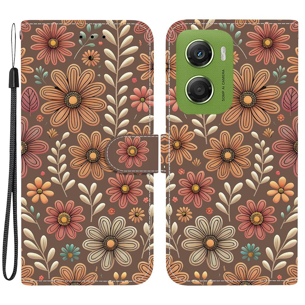 For Motorola Moto G06 4G Wallet Case Pattern Printing Leather Stand Phone Cover with Strap