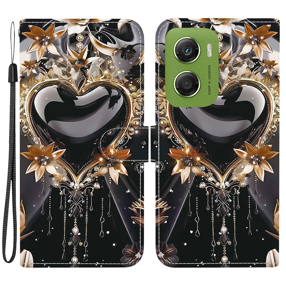 For Motorola Moto G06 4G Wallet Case Pattern Printing Leather Stand Phone Cover with Strap