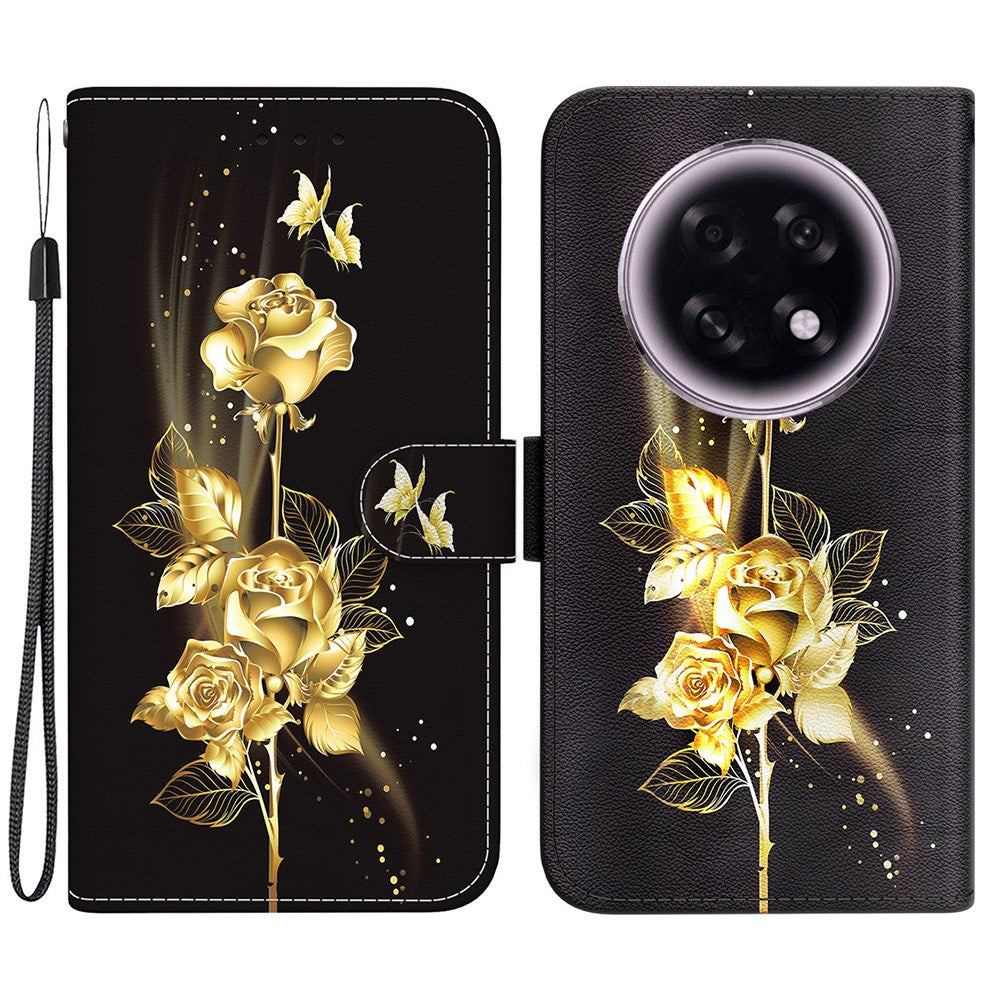 For Oppo F31 Pro+ 5G  /  A6 GT 5G Wallet Phone Case Anti-Drop Pattern Printing Leather Flip Cover with Strap