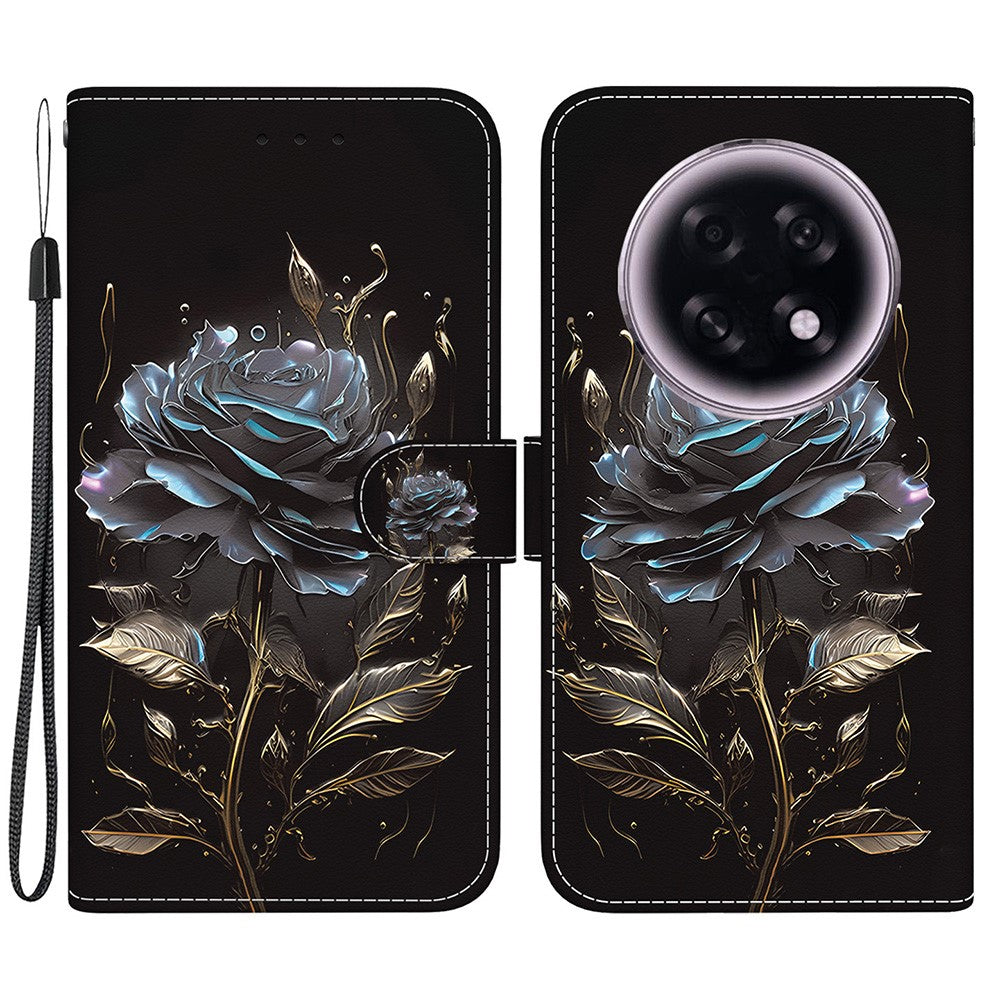 For Oppo F31 Pro+ 5G  /  A6 GT 5G Wallet Phone Case Anti-Drop Pattern Printing Leather Flip Cover with Strap