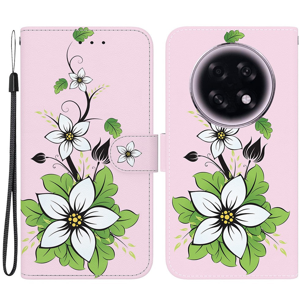 For Oppo F31 Pro+ 5G  /  A6 GT 5G Wallet Phone Case Anti-Drop Pattern Printing Leather Flip Cover with Strap