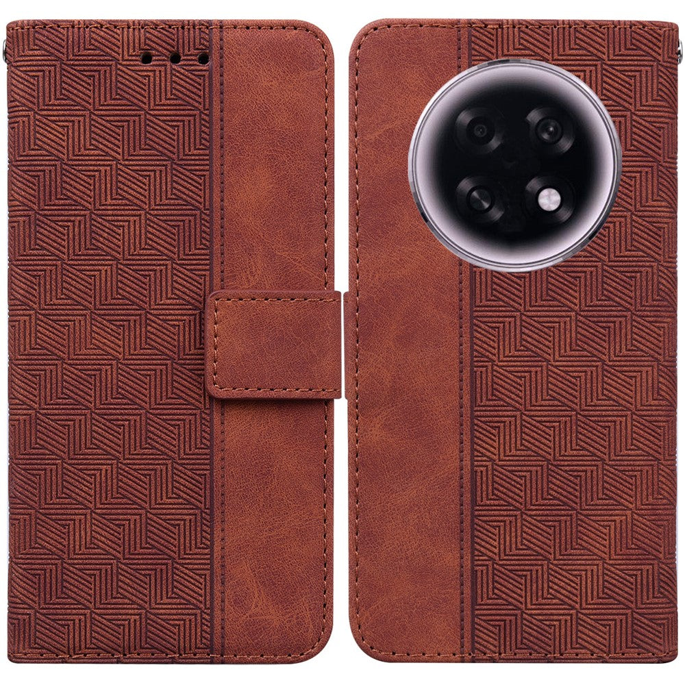 For Oppo F31 Pro+ 5G  /  A6 GT 5G Case Geometry Pattern Leather Wallet Phone Cover with Wrist Strap