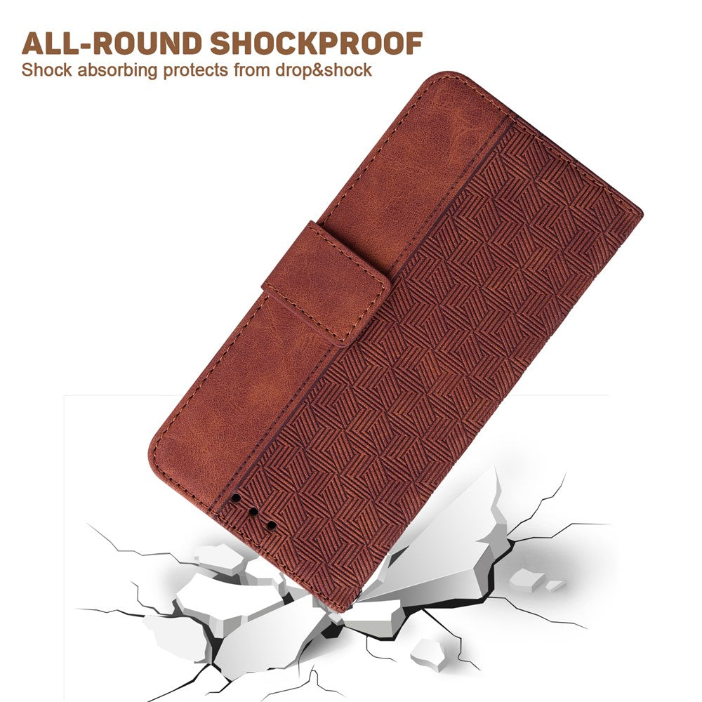 For Oppo F31 Pro+ 5G  /  A6 GT 5G Case Geometry Pattern Leather Wallet Phone Cover with Wrist Strap