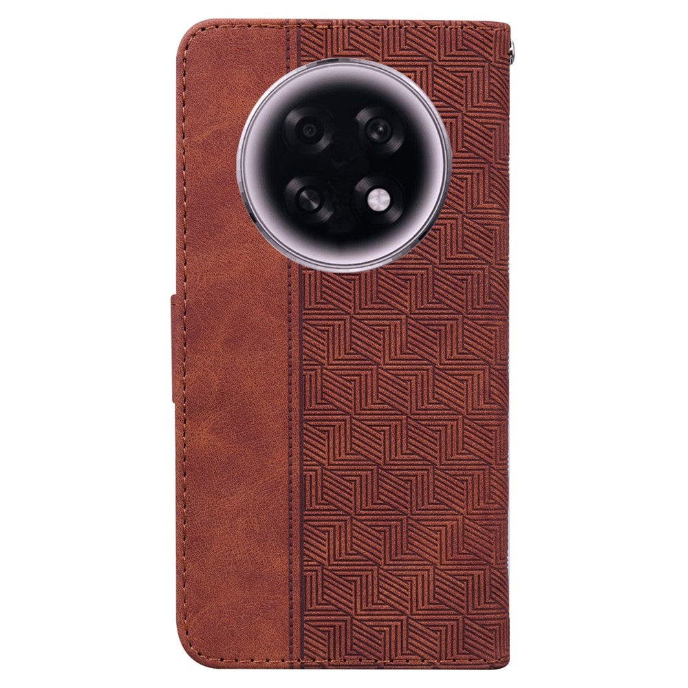 For Oppo F31 Pro+ 5G  /  A6 GT 5G Case Geometry Pattern Leather Wallet Phone Cover with Wrist Strap