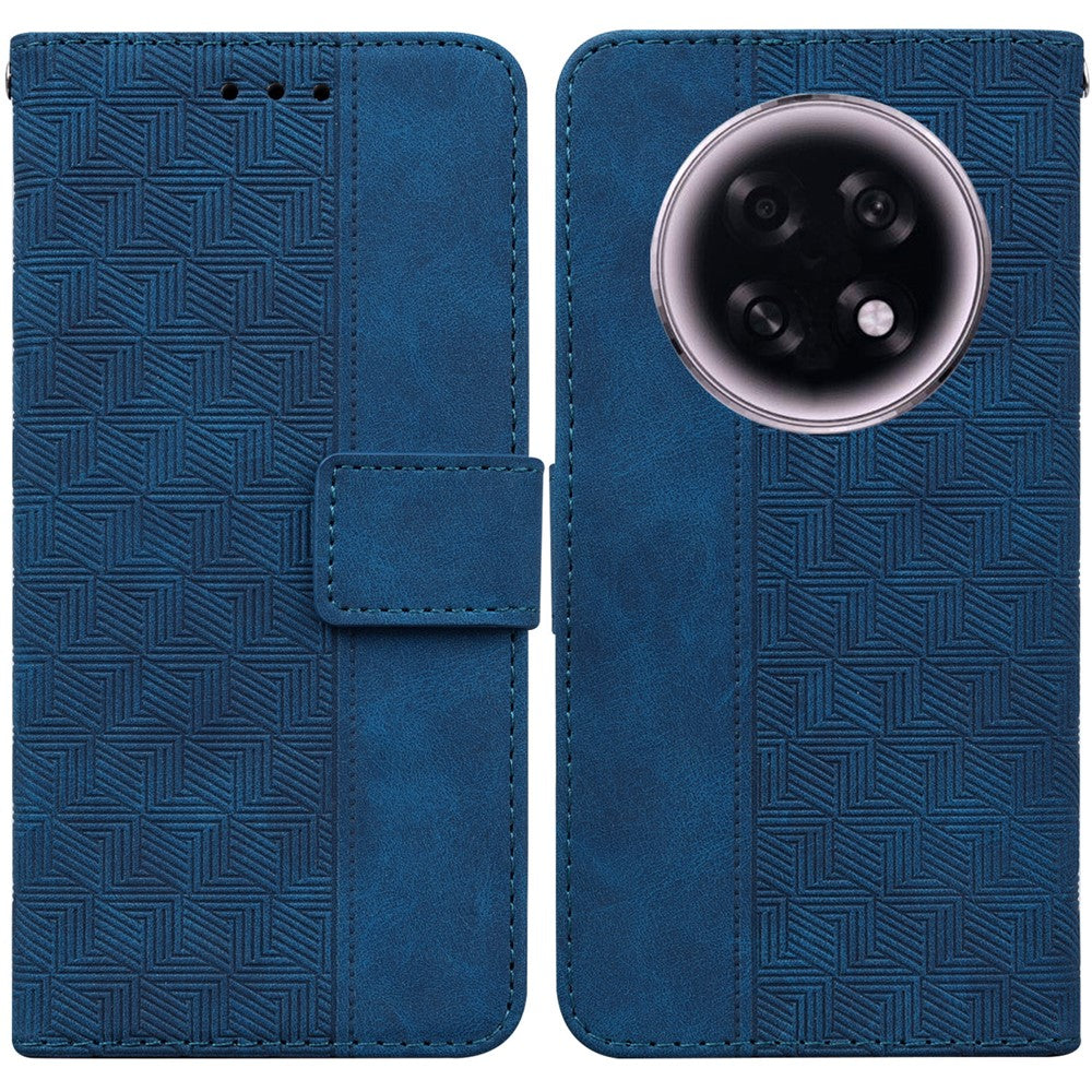 For Oppo F31 Pro+ 5G  /  A6 GT 5G Case Geometry Pattern Leather Wallet Phone Cover with Wrist Strap