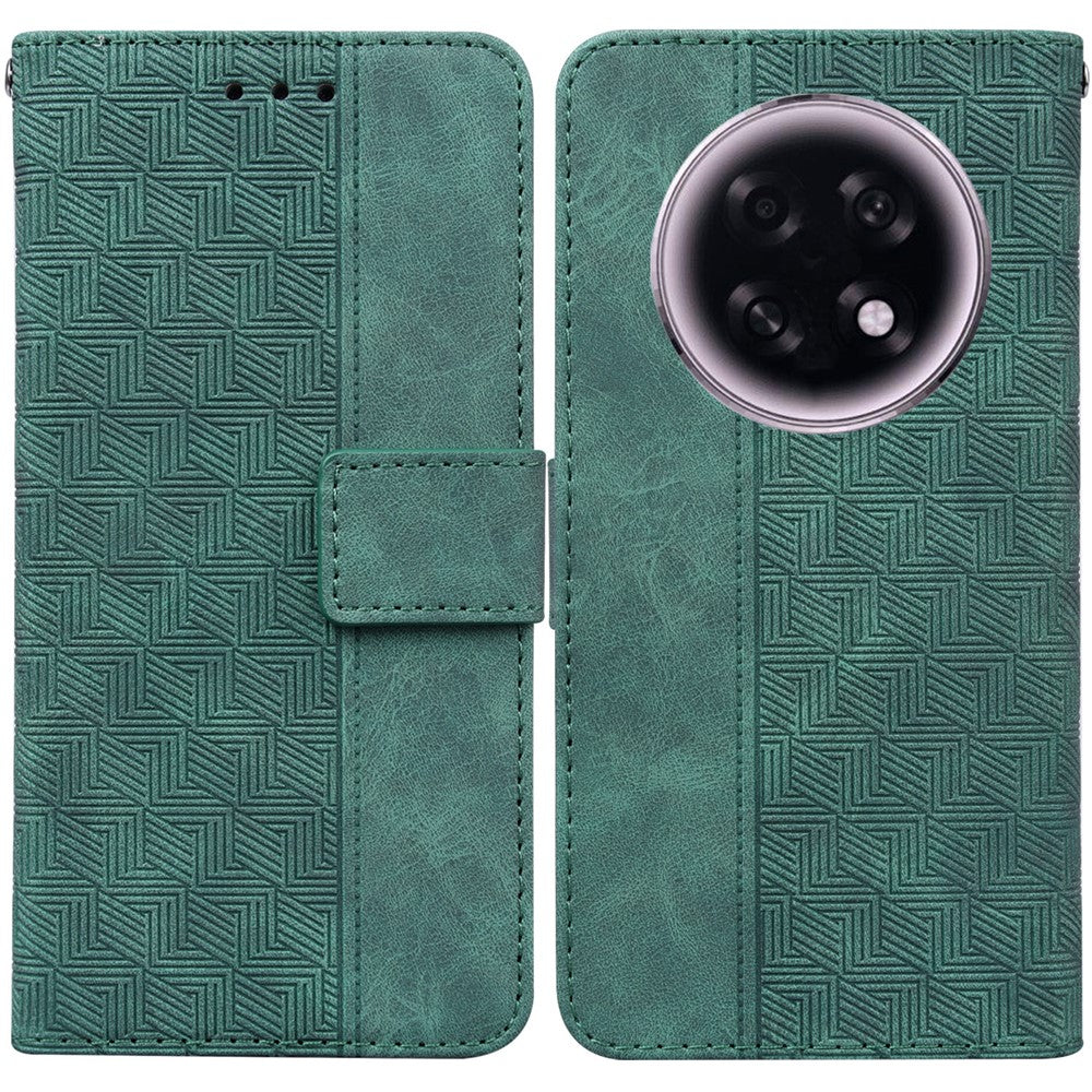 For Oppo F31 Pro+ 5G  /  A6 GT 5G Case Geometry Pattern Leather Wallet Phone Cover with Wrist Strap