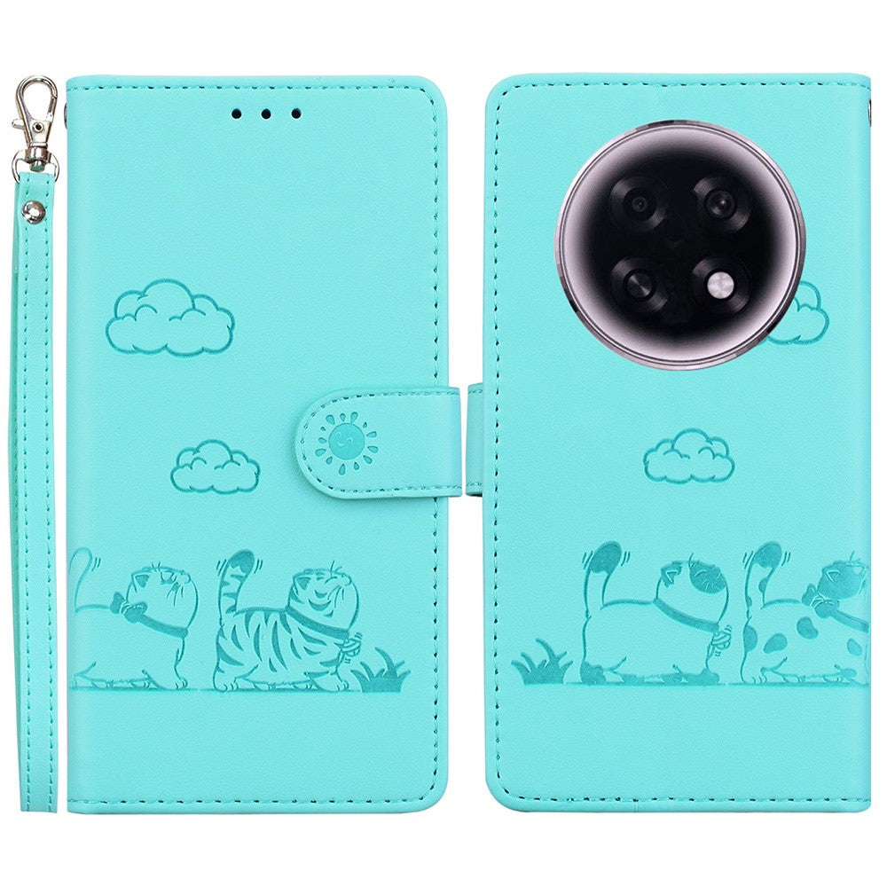 For Oppo F31 Pro+ 5G  /  A6 GT 5G Case RFID Blocking Kitten Pattern TPU + PU Leather Phone Cover with Wrist Strap