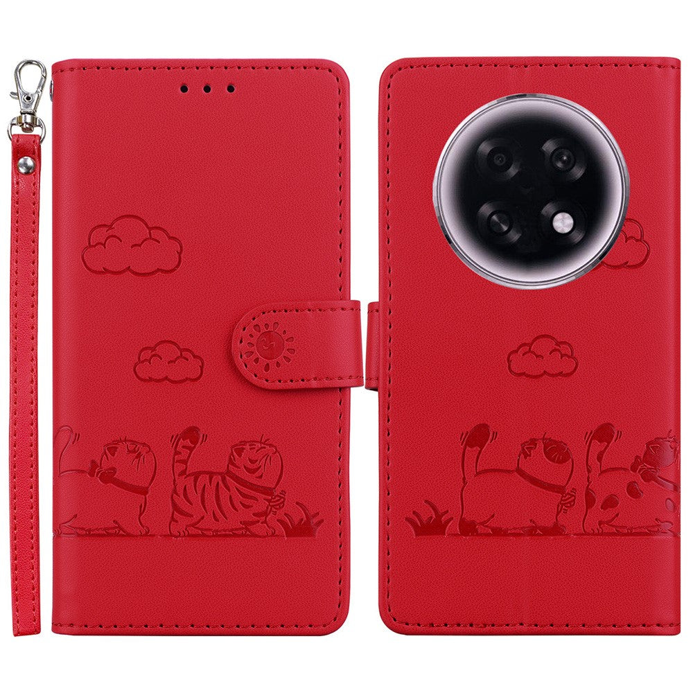 For Oppo F31 Pro+ 5G  /  A6 GT 5G Case RFID Blocking Kitten Pattern TPU + PU Leather Phone Cover with Wrist Strap