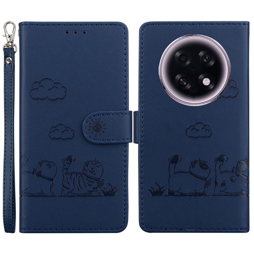 For Oppo F31 Pro+ 5G  /  A6 GT 5G Case RFID Blocking Kitten Pattern TPU + PU Leather Phone Cover with Wrist Strap