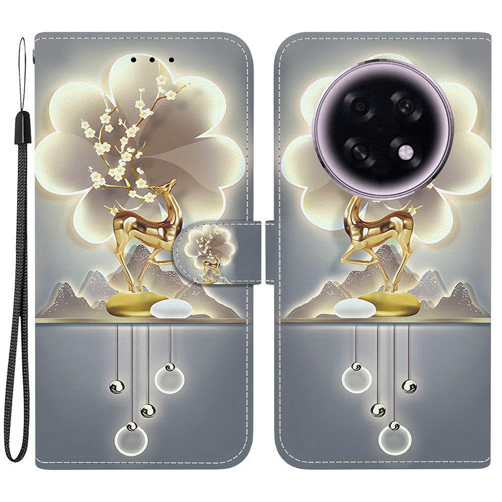 For Oppo F31 Pro+ 5G  /  A6 GT 5G Case Pattern Printing Leather Flip Wallet Phone Cover with Lanyard