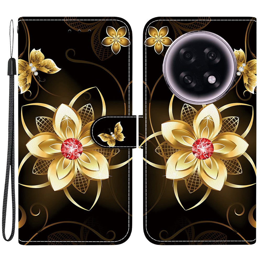 For Oppo F31 Pro+ 5G  /  A6 GT 5G Case Pattern Printing Leather Flip Wallet Phone Cover with Lanyard