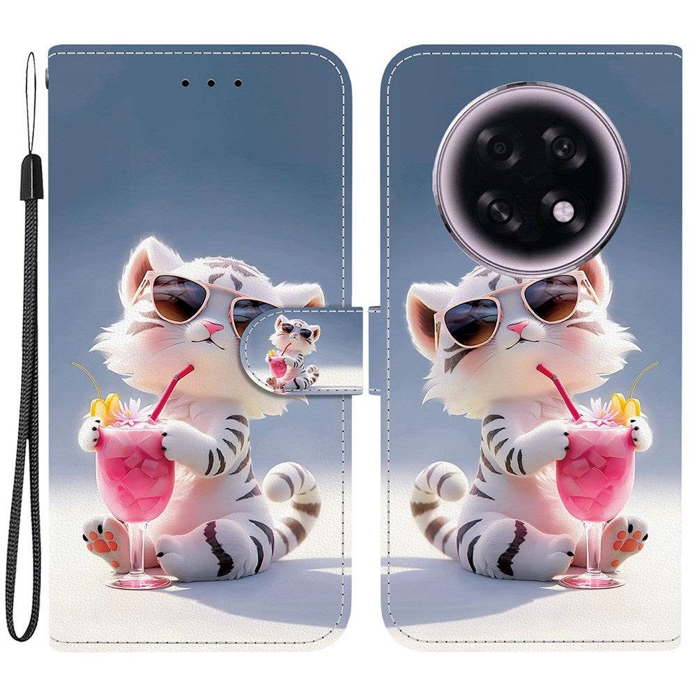 For Oppo F31 Pro+ 5G  /  A6 GT 5G Case Pattern Printing Leather Flip Wallet Phone Cover with Lanyard