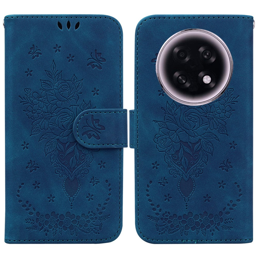 For Oppo F31 Pro+ 5G  /  A6 GT 5G Case Butterfly Flower Imprint PU Leather Wallet Phone Cover with Strap