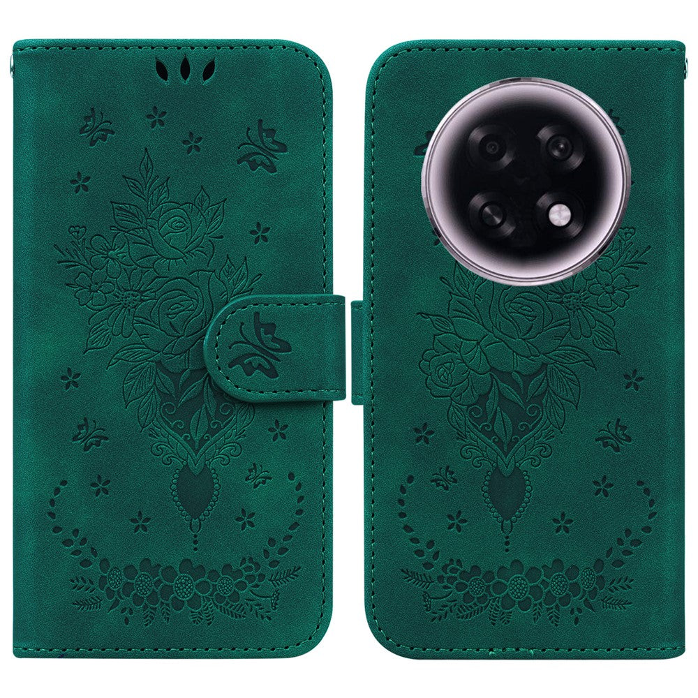 For Oppo F31 Pro+ 5G  /  A6 GT 5G Case Butterfly Flower Imprint PU Leather Wallet Phone Cover with Strap