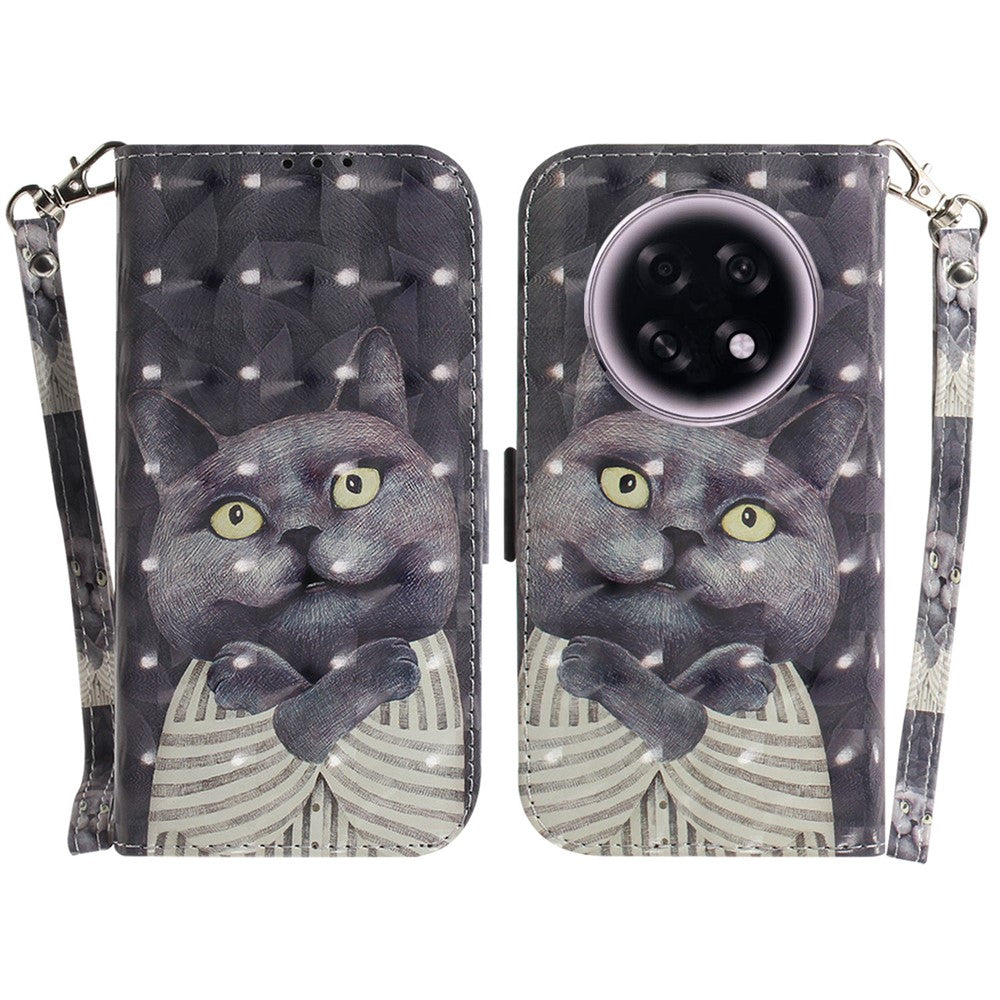 For Oppo F31 Pro+ 5G  /  A6 GT 5G Case Pattern Printing Leather Wallet Phone Cover with Wrist Strap