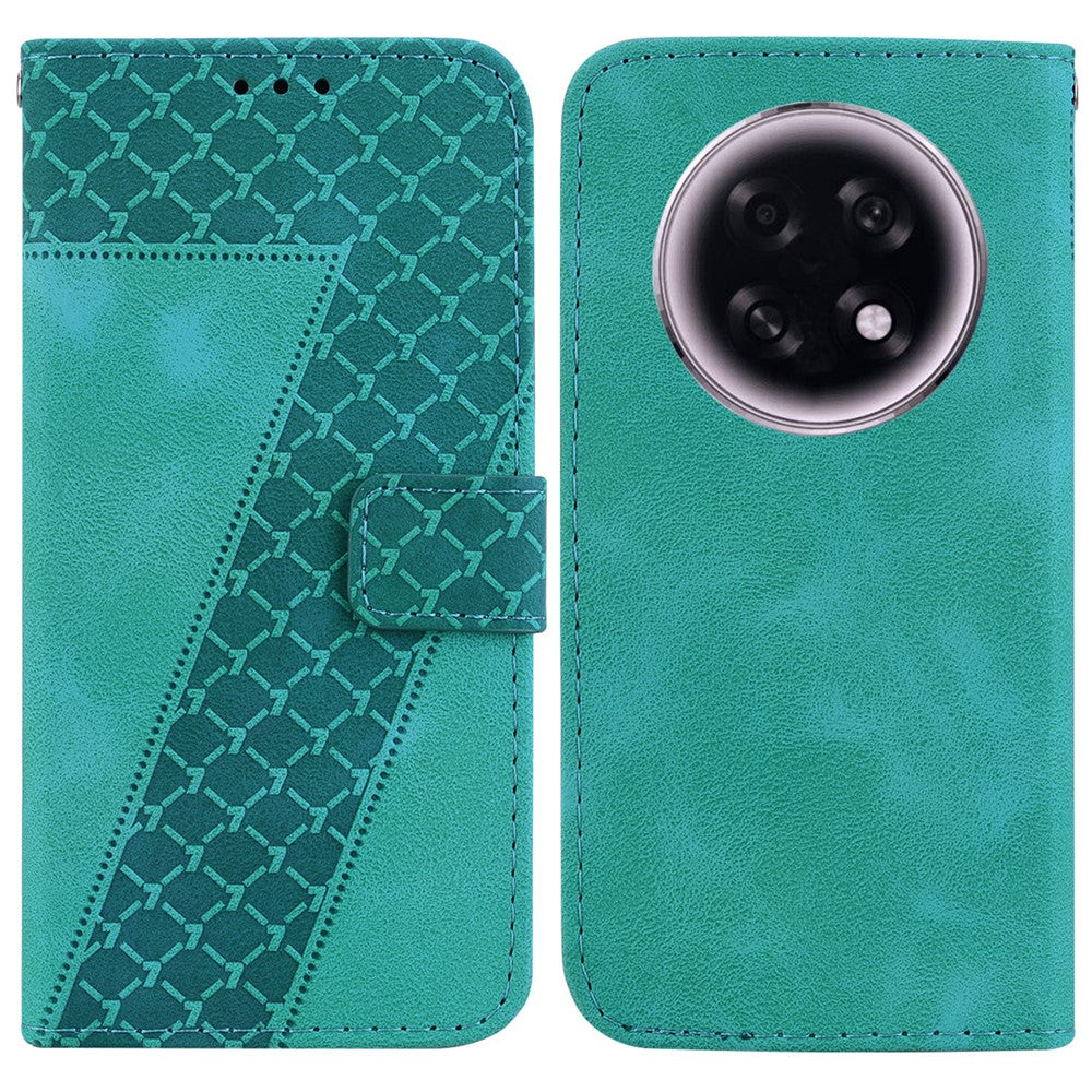 For Oppo F31 Pro+ 5G  /  A6 GT 5G Stand Case 7-Shaped Pattern Imprint Leather Phone Cover with Strap
