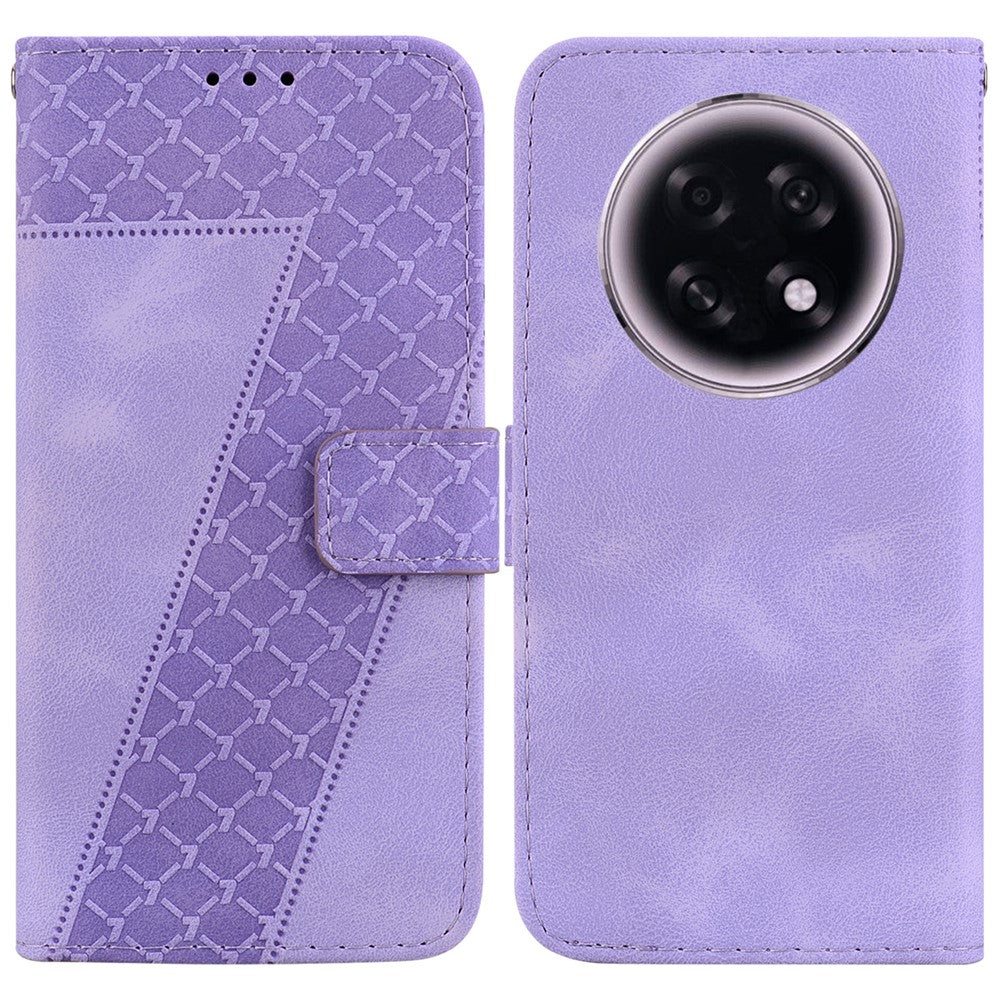For Oppo F31 Pro+ 5G  /  A6 GT 5G Stand Case 7-Shaped Pattern Imprint Leather Phone Cover with Strap