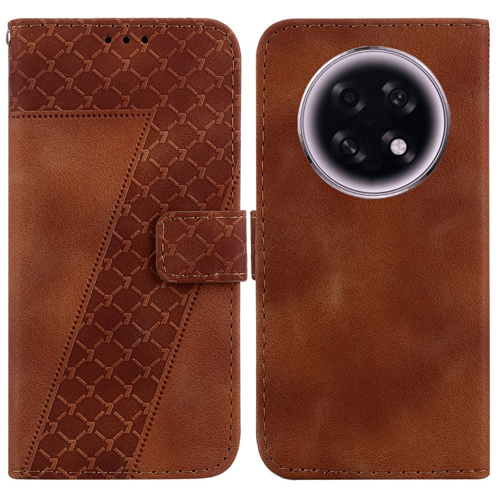 For Oppo F31 Pro+ 5G  /  A6 GT 5G Stand Case 7-Shaped Pattern Imprint Leather Phone Cover with Strap