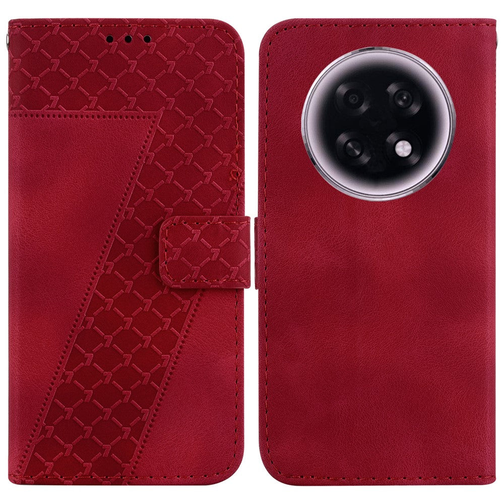 For Oppo F31 Pro+ 5G  /  A6 GT 5G Stand Case 7-Shaped Pattern Imprint Leather Phone Cover with Strap