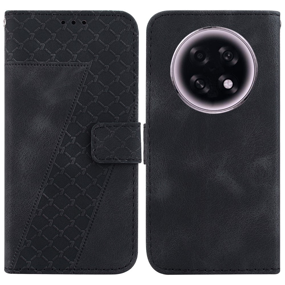 For Oppo F31 Pro+ 5G  /  A6 GT 5G Stand Case 7-Shaped Pattern Imprint Leather Phone Cover with Strap