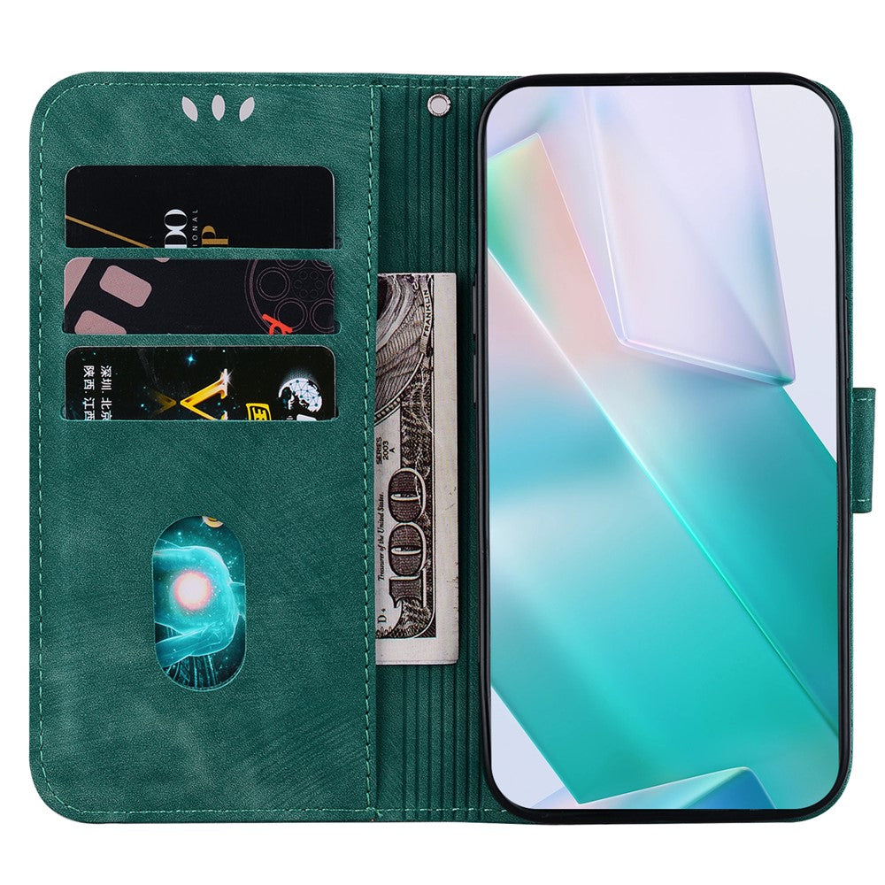 For Oppo F31 Pro+ 5G  /  A6 GT 5G Wallet Case Tiger Imprint Leather Shockproof Phone Cover with Wrist Strap