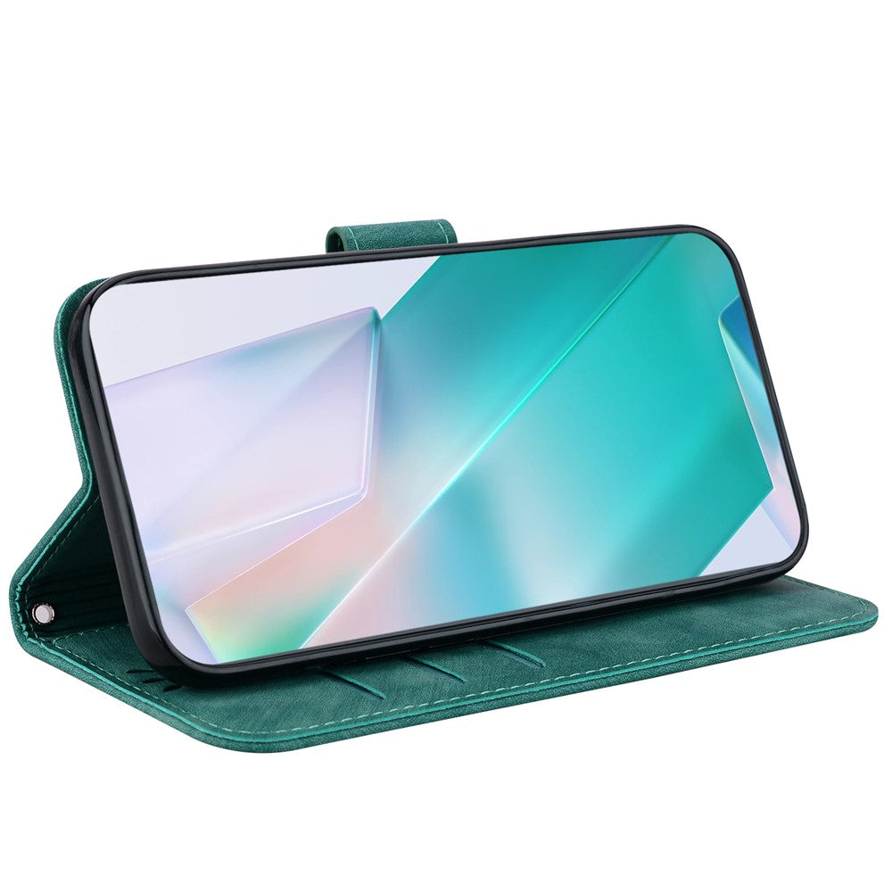 For Oppo F31 Pro+ 5G  /  A6 GT 5G Wallet Case Tiger Imprint Leather Shockproof Phone Cover with Wrist Strap