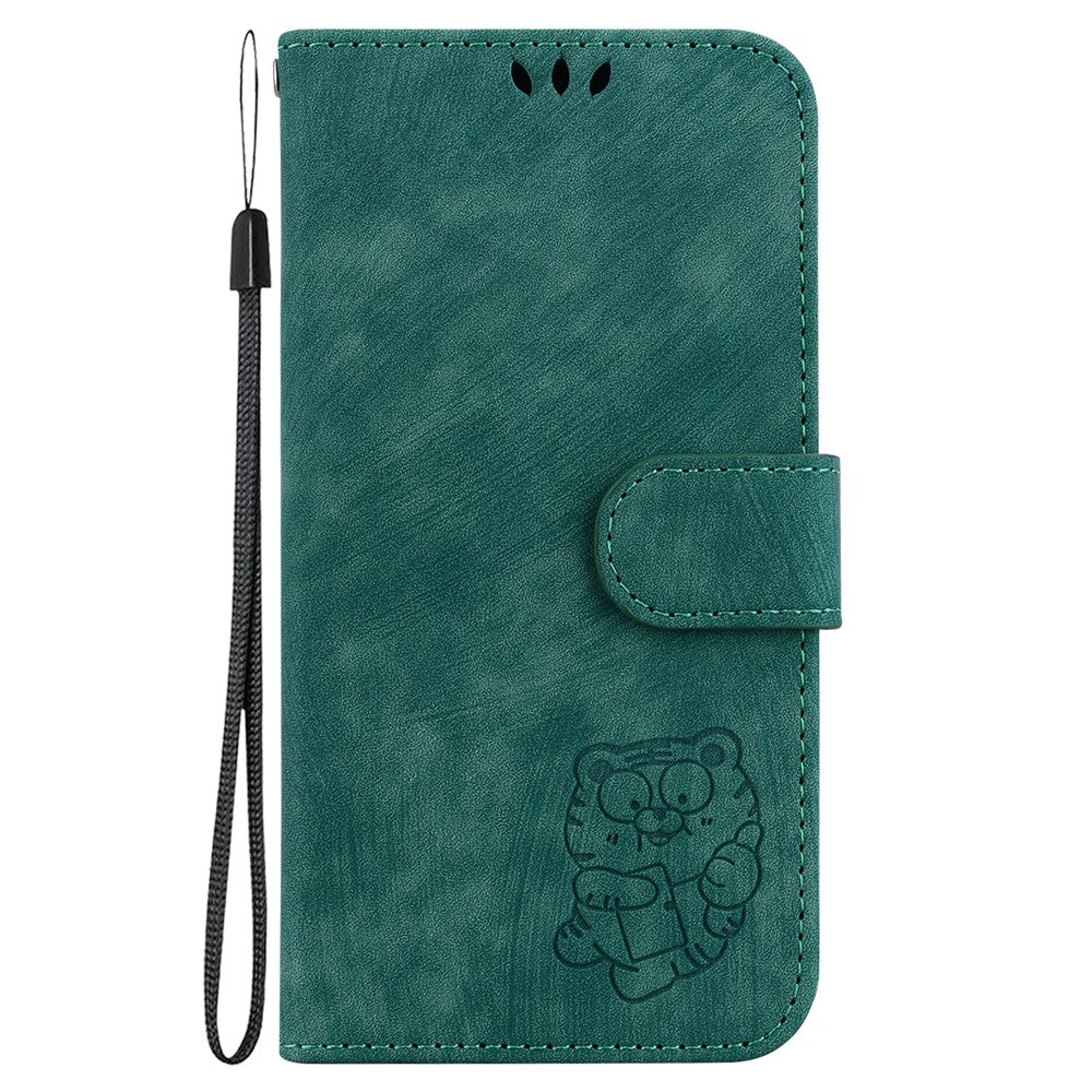 For Oppo F31 Pro+ 5G  /  A6 GT 5G Wallet Case Tiger Imprint Leather Shockproof Phone Cover with Wrist Strap