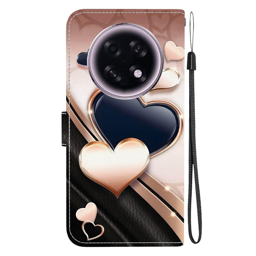 For Oppo F31 Pro+ 5G  /  A6 GT 5G Leather Case Stand Wallet Pattern Printing Phone Cover with Wrist Strap