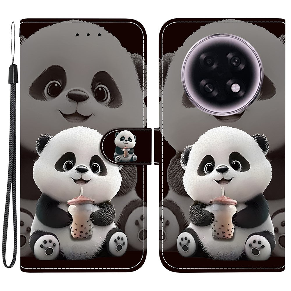 For Oppo F31 Pro+ 5G  /  A6 GT 5G Leather Case Stand Wallet Pattern Printing Phone Cover with Wrist Strap