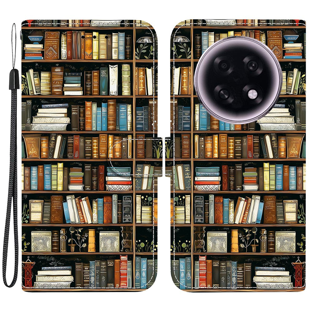 For Oppo F31 Pro+ 5G  /  A6 GT 5G Leather Case Stand Wallet Pattern Printing Phone Cover with Wrist Strap