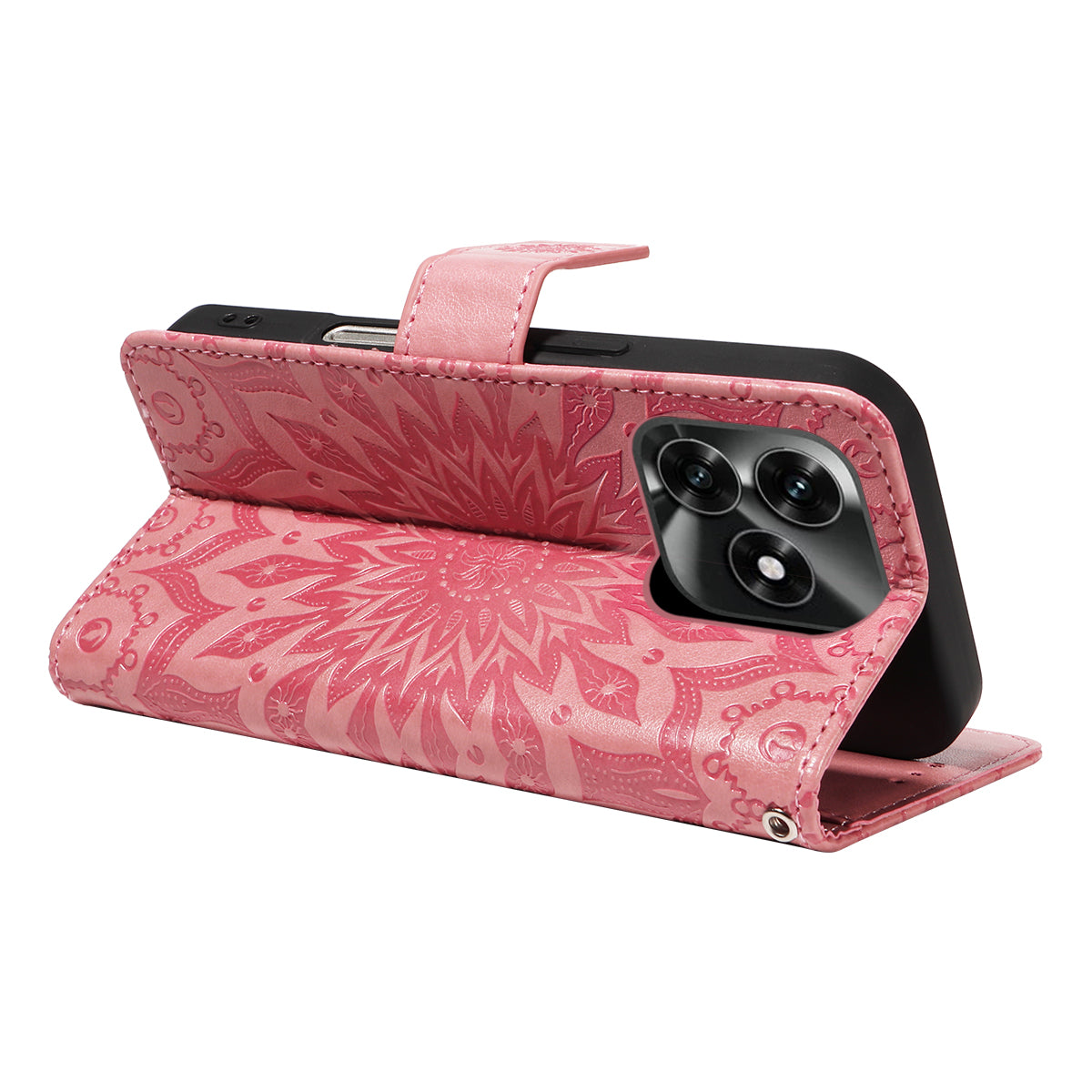 For Honor X5c Plus 4G Leather Wallet Case Sunflower Imprinted Phone Cover