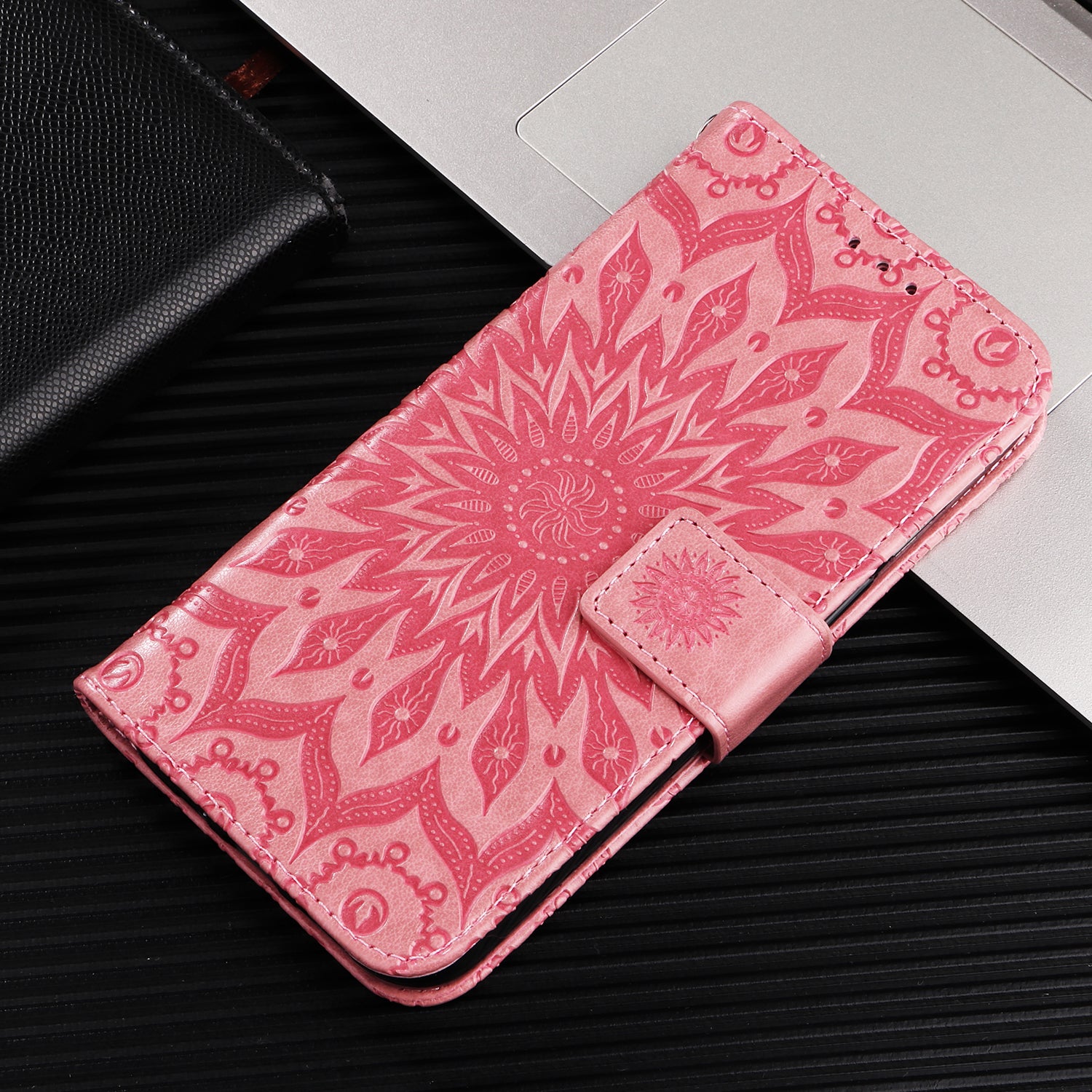 For Honor X5c Plus 4G Leather Wallet Case Sunflower Imprinted Phone Cover