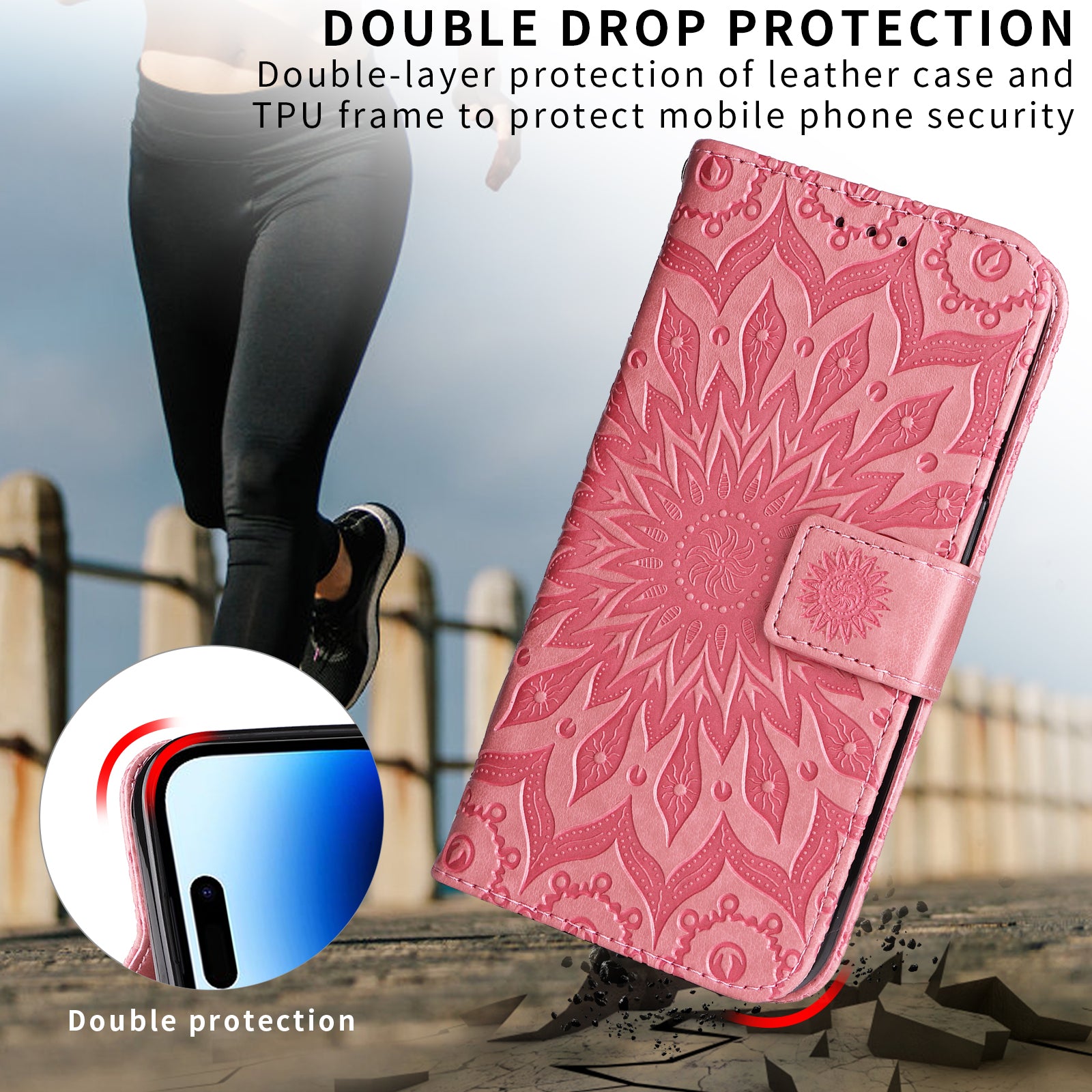 For Honor X5c Plus 4G Leather Wallet Case Sunflower Imprinted Phone Cover