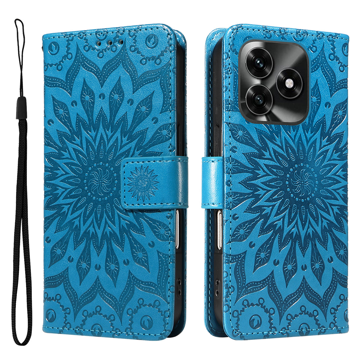 For Honor X5c Plus 4G Leather Wallet Case Sunflower Imprinted Phone Cover