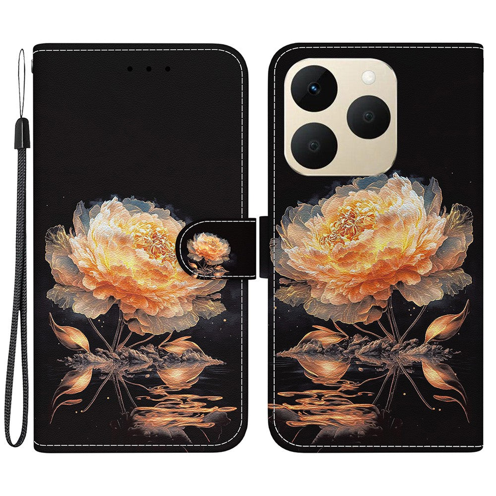 For Realme 15T 5G Wallet Phone Case Anti-Drop Pattern Printing Leather Flip Cover with Strap