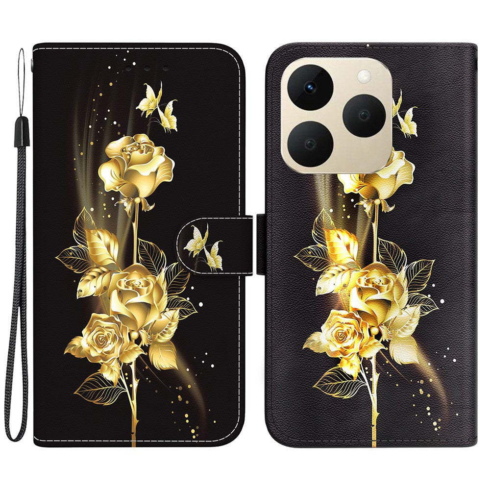 For Realme 15T 5G Wallet Phone Case Anti-Drop Pattern Printing Leather Flip Cover with Strap