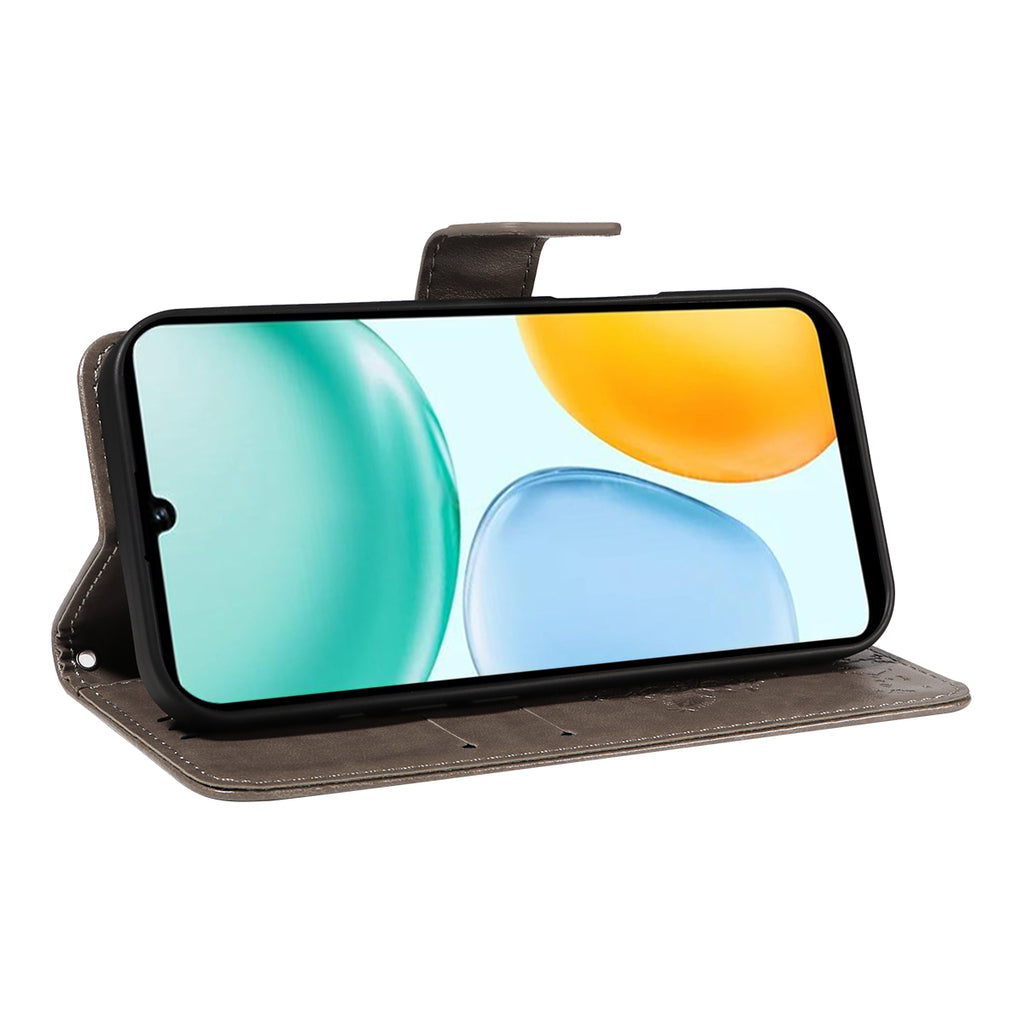 For Honor X5c Plus 4G Phone Case with Stand Cat Tree Pattern Leather Wallet Mobile Cover