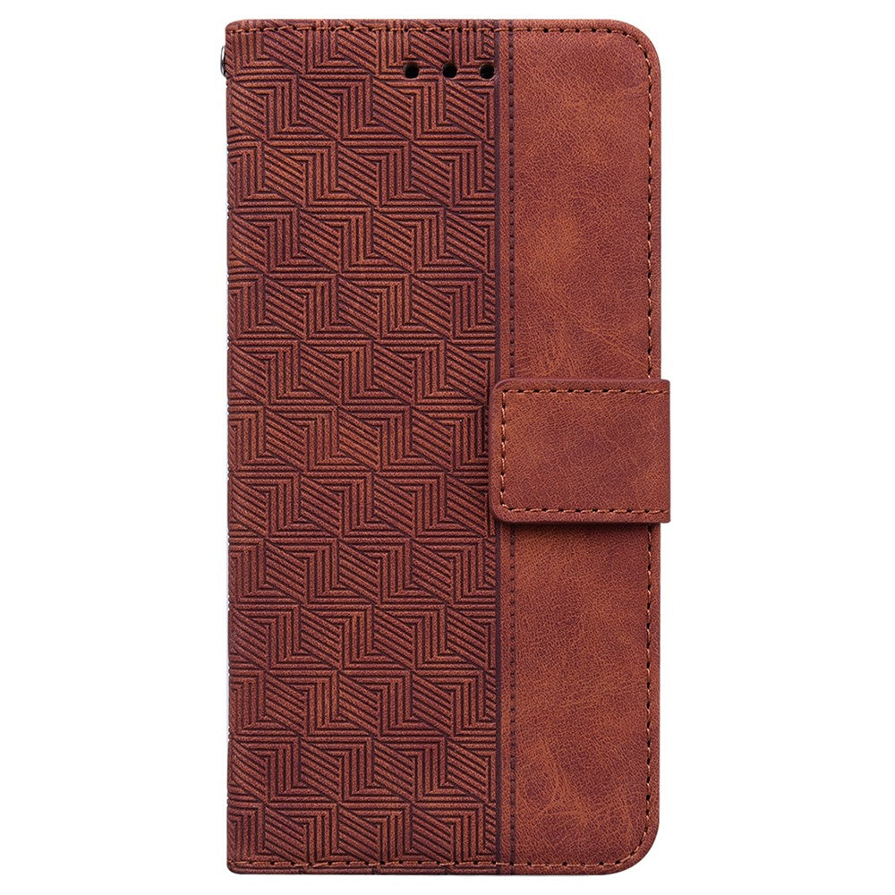 For Realme 15T 5G Case Geometry Pattern Leather Wallet Phone Cover with Wrist Strap