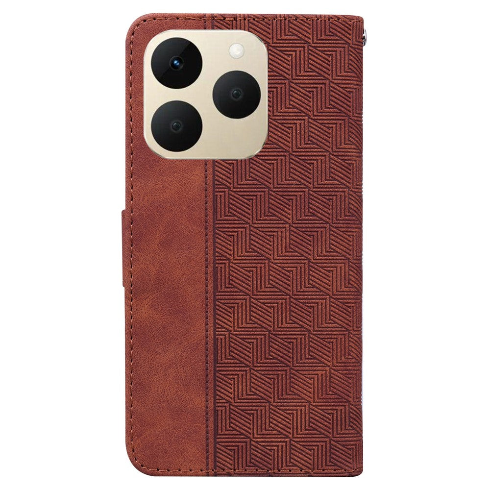 For Realme 15T 5G Case Geometry Pattern Leather Wallet Phone Cover with Wrist Strap