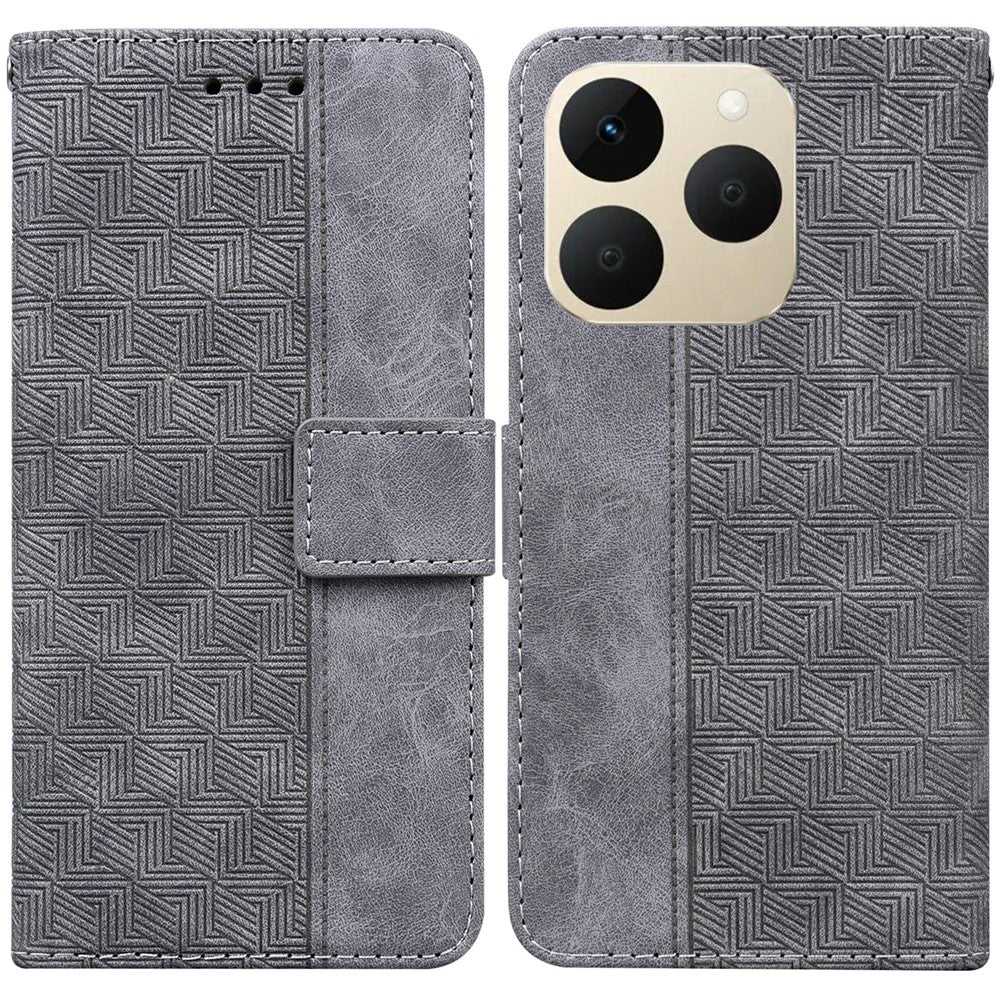 Funda tipo cartera de piel con diseño geométrico para Realme 15T 5G con correa de muñeca