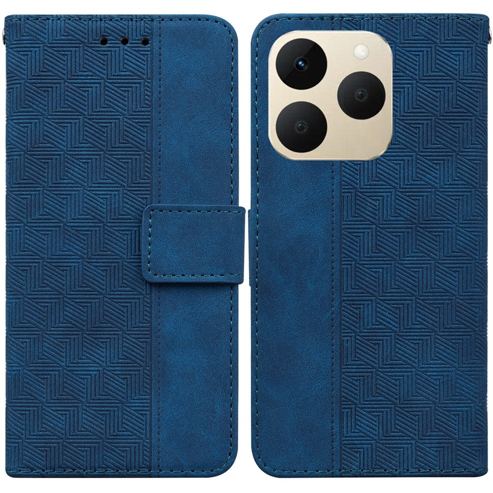 For Realme 15T 5G Case Geometry Pattern Leather Wallet Phone Cover with Wrist Strap