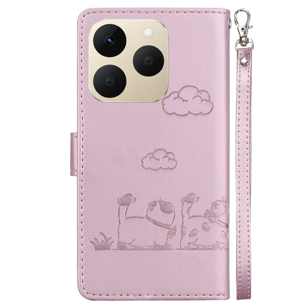 For Realme 15T 5G Case RFID Blocking Kitten Pattern TPU + PU Leather Phone Cover with Wrist Strap
